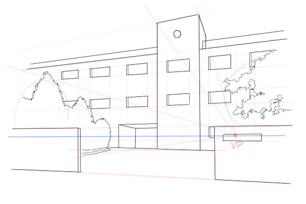 学校の校舎の描き方 絵師ノート