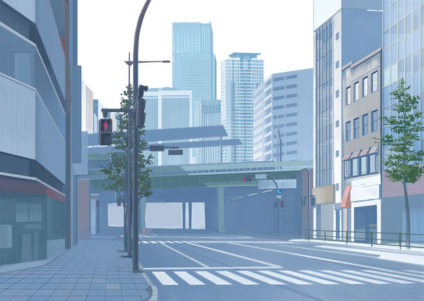 舗装された道路と高架線の描き方 絵師ノート