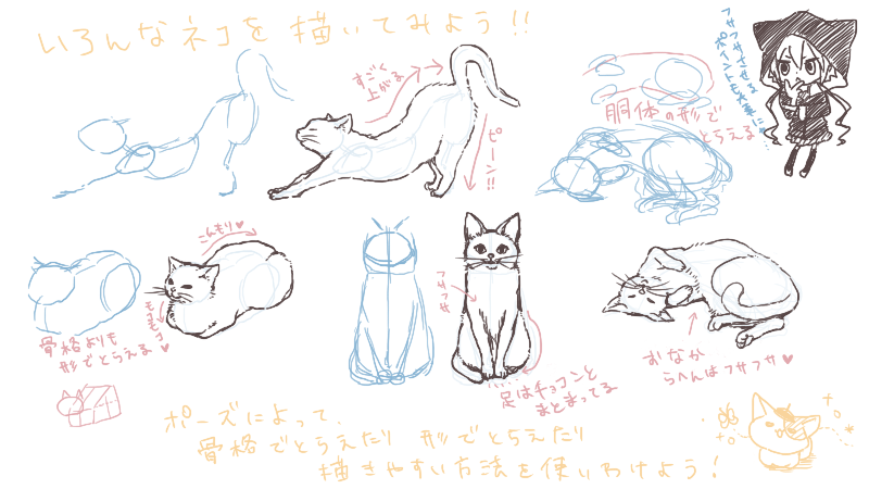 簡単な猫の描き方 絵に馴染むリアルすぎない猫を描こう 絵師ノート