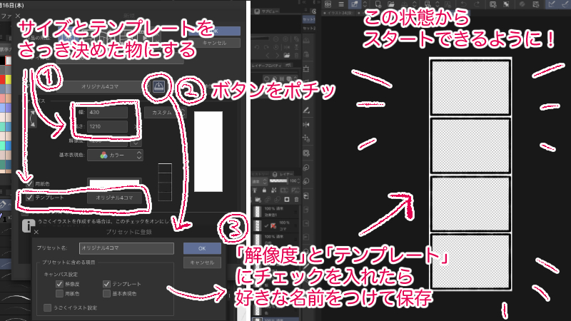 Sns用4コマ連載方法 テンプレートの作り方を知れば毎日投稿も楽々 絵師ノート