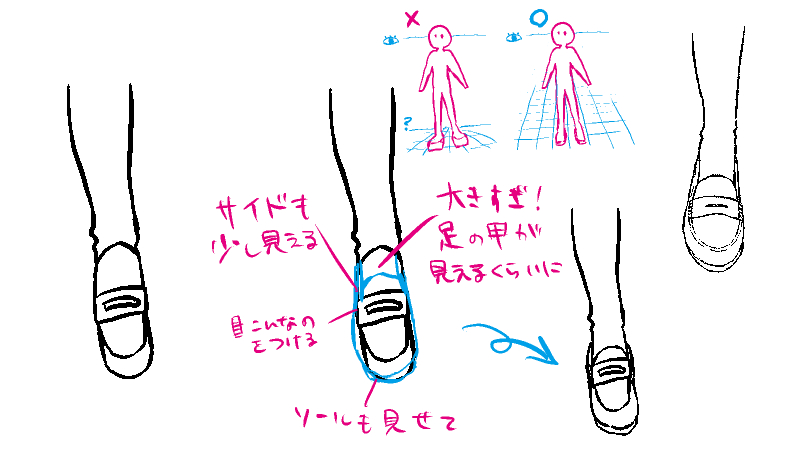 ローファーの描き方 横 前 後ろ どのアングルもバッチリ 絵師ノート